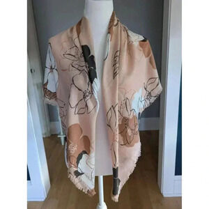BNWT J. Jill Peach Floral Large Square Scarf